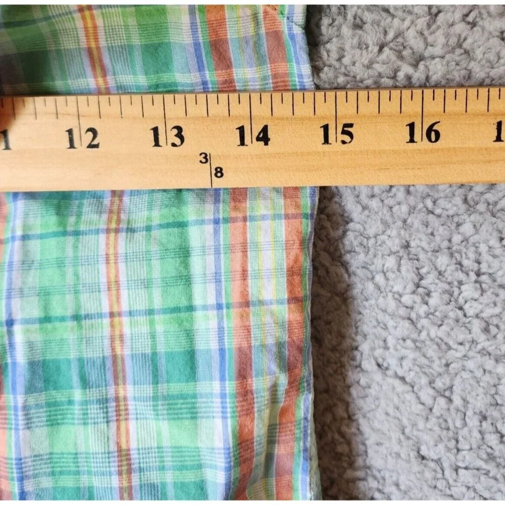 Ralph Lauren Green Plaid Short Sleeve‎ Button Down Pony Logo Shirt Youth Size 7